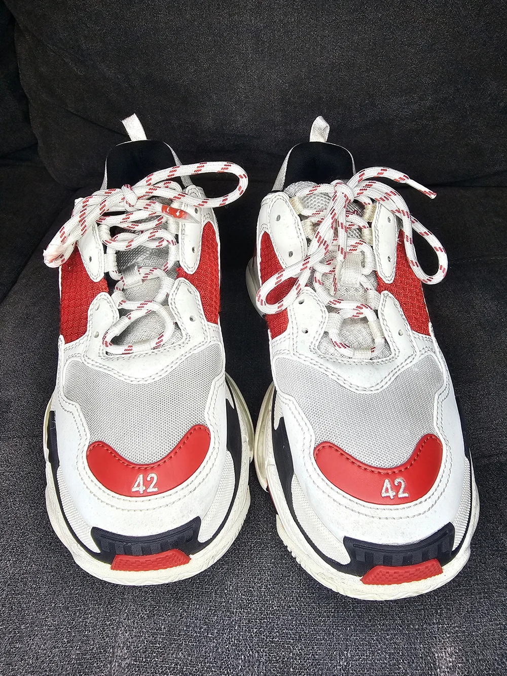 Balenciaga Triple S White Red Black Chunky Sneakers